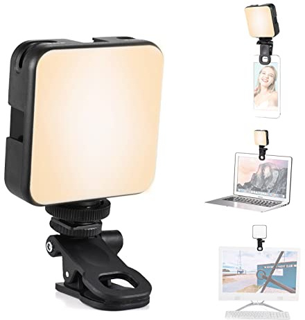 LED Selfie-ljus med klämmor för telefon/bärbar dator, Andoer LED-videoljus, videokonferensljus 2500K-6500K dimbar för onlinemöten live streaming selfie