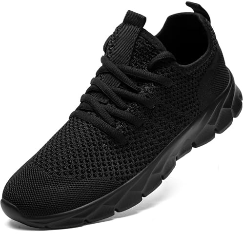 ZGPWZWL Mens Trainers Athletic Running Shoes Comfortable Walking Shoes Lightweight Tennis Shoes Breathable Man Outdoor Gym Sport Sneakers Black Mens Big Size UK