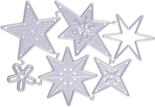 Silver Various Stars Cutting Machine Die Stencil, Scrapbooking Embossing Stencils Cutting Dies Stencils for Scrapbooking,Cards,Craft Embossing, DIY Production,Birthday Gift Scrapbooking Cutting Dies