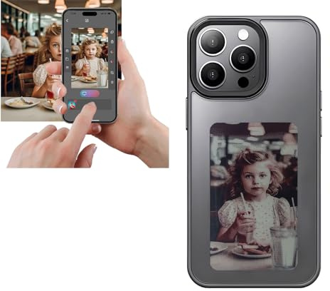 YATUO Funda de teléfono con Tinta electrónica para iPhone 15 con proyección Trasera Inteligente para Fotos Personalizadas, Muestra Fotos al Instante en la Cubierta Trasera de la Pantalla de Tinta.