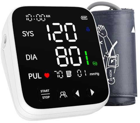 Blood Pressure Monitors Large Cuff, 4.7 inch Screen Blood Pressure Machine, 2x300 Records Automatic Upper Arm BP Machine for Home Use Big LED Backlight Display with Heart Rate Detection Cuff 22-42cm