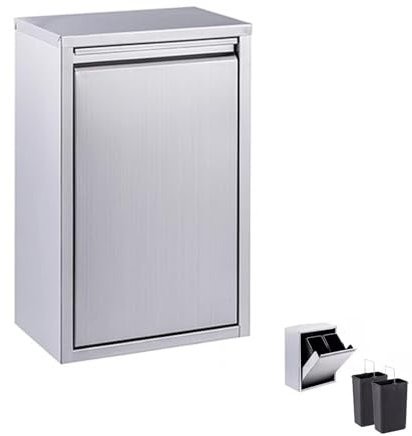 Singolo/doppio Estraibile Cassetti Della Spazzatura, 8-16L In Acciaio Inox Cestino Per Esterni Cucina Armadio Per La Spazzatura Con Bidoni Della Spazzatura Per Isola BBQ Stazione Grill, 16L