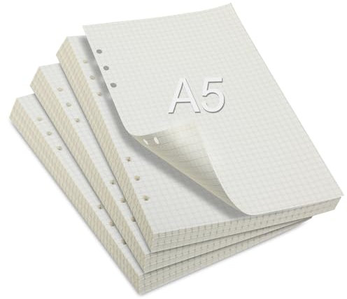 3 Packungen Ringbucheinlagen A5 Kariert, 180 Blätter Nachfüll-Inlays für DIN A5 Ringbuch Nachfüllbar, 6 Löcher ringbuch A5 nachfüllbar, Refill Paper für Notizbuch, Planer & Skizzen