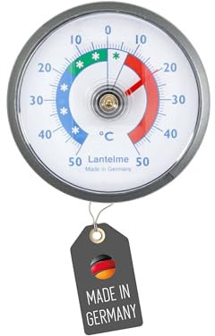 Lantelme Termometro per frigorifero, autoadesivo, temperatura + – 50 °C, analogico, colore grigio, per congelatore, vano frigorifero, bimetallico analogico (grigio)