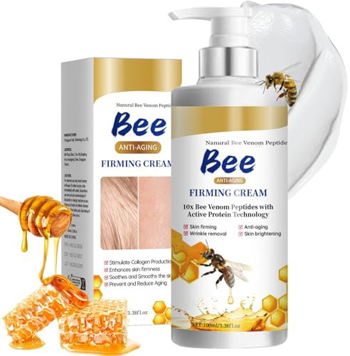 Bee Venom Firming Cream, Anti Wrinkle & Anti-Aging Cream with Collagen & Hyaluronic Acid, Firming Body Lotion for Tightening, Moisturising, Smooth, Restore Skin Elasticity for All Skin Types,100ml