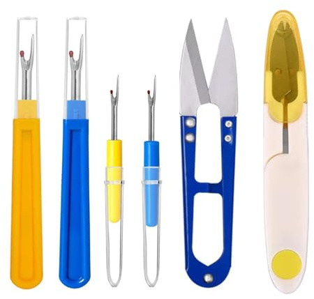 6PCS Seam Ripper Set - 2 Large 2 Small Stitch Unpicker - 2 Thread Snips - Sewing Tool Kit - Stitch Ripper for Sewing Machine Accessories - DIY Needlework - Fabric Cutting - Multicolor