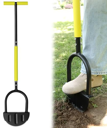 QWORK® Tagliaerba manuale, taglia bordi prato denti seghettati, tagliabordi con impugnatura a T