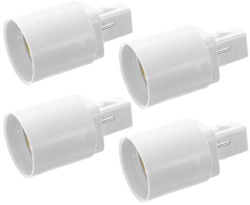 Sewroro 4 Profesional G24D a E27 2 Pines Bombilla Adaptador de Soporte de, Blanco, para Lámparas, 6.5 x 3.5 x 3.5 cm