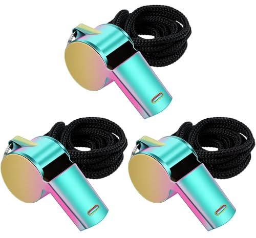 DtgEcd 3 Stainless Steel Whistles, Referee Whistle for Teachers, Coaches, and Lifeguards, Loud Sports Whistle with Crisp Sound, Emergency Whistle for Training and Safety, 4.5 X 2 X 1.8 Cm