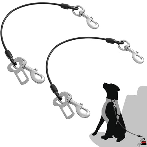 LIUYIDM Cane Cintura di Sicurezza per Auto 2 Pezzi Cane Auto Guinzaglio Cintura di Sicurezza con Gancio Girevole a 360° Cavo da Legare per Cani, Adatto a Cani di Piccola, Media e Grande Taglia (60cm)