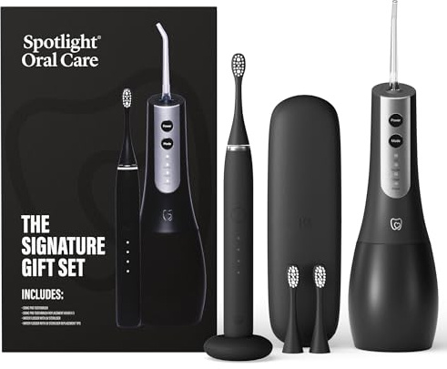 Spotlight Oral Care Signature Gift Set - Made by Dentists | Sonic Pro Electric Toothbrush & Water Flosser with UV-C Sterilisation | Luxury Oral-Care Duo for Deep Clean, Healthier Gums & White Smiles