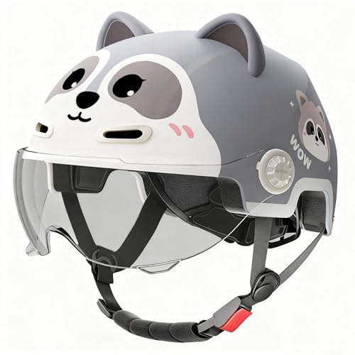 Motorradhelm Für Kleinkinder, Offener Elektrorollerhelm, Fahrradhelm Mit Sonnenblende, Retro-Halbschalenhelm Für Jungen Und Mädchen Von 2 Bis 14 Jahren 12,46-54cm