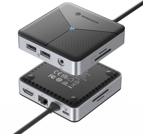 Yottamaster Estación de acoplamiento para portátil 8 en 1, concentrador USB C con 2XUSB-A 3.0, entrega de energía de 100 W, HDMI 4K a 60Hz, SD/TF, RJ45, audio de 3.5 mm, adaptador USB multipuerto C