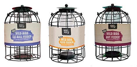 Garden Mile 3 pack Wild Bird Feeders for Seeds, Peanut, fat ball feeder - Squirrel resistant Hanging Feeder for Wild Birds Food Stations in your Garden Outdoor Durable Construction Hanging Design