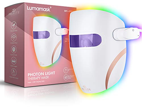 Lumamask LED Light Therapy by Project E Beauty | 7 colori LED | Skincare anti-age e anti-macchie | Riduce le rughe | Rimuove le macchie | Rassoda la pelle | Leggero e Wireless