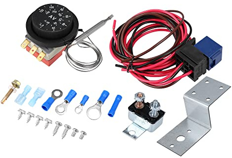 X AUTOHAUX 12V Electric Radiator Fan Thermostat Controller Wiring Relay Kit