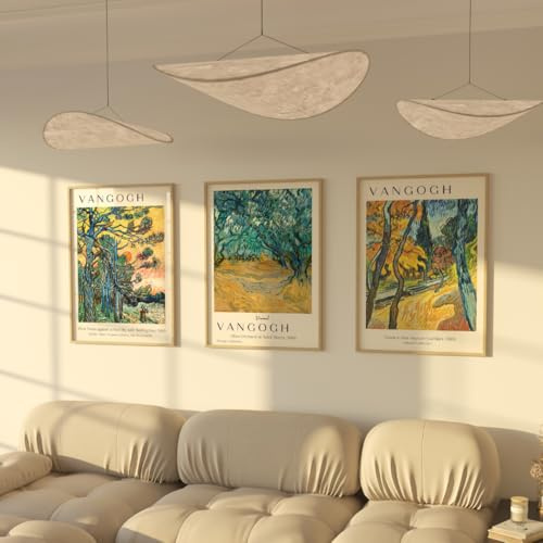 ZoeyAustin® 3 Doppelseitiges Kunstdruck Poster Set, Ohne Rahmen, DIN A3 (30cm x 42cm), Stilvolles Wandposter, 3 Wandbilder, Beidseitige Bilder (Van Gogh 2)