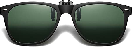 YAMEIZE Polarized Clip-on Sunglasses - For Women Men Flip Up UV400 Protection Sunglasses Outdoor Driving (Dark Green)