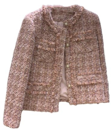 Tdvcpmkk Giacca a quadri da donna in tweed elegante e alla moda O-Collo a maniche lunghe Giacca monopetto in cotone da donna, Cotone, Medium
