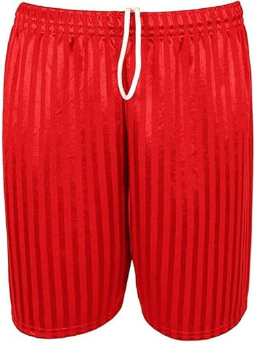 MOLLY MALOU Stripe PE Shorts for Men Women Boys & Girls for Gym Football Cycling Indoor Outdoor Games with Drawstring (Large, Red)