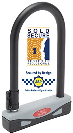 Burg Wachter 1600HB Sold Secure Gold Approved D Lock Bike Lock, Grey/Black, Small