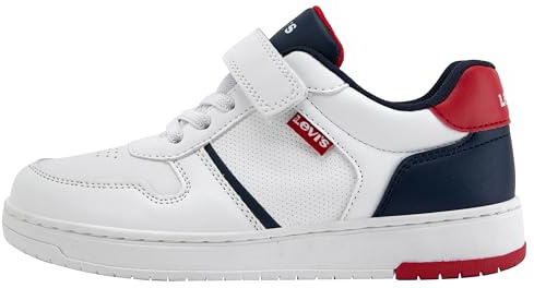 Levi's Unisex Kick Top Velcro Elastic Lace Basket, Navy Blue, 28 EU