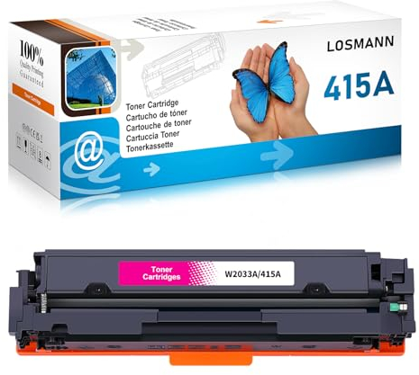 LOSMANN 415A Toner Kompatible für HP 415A 415X W2033A W2033X Tonerkartusche Ersatz für Color Laserjet Pro MFP M479fdw M479fnw M479fdn M479dw M454dn M454dw M479 M454 (Magenta)