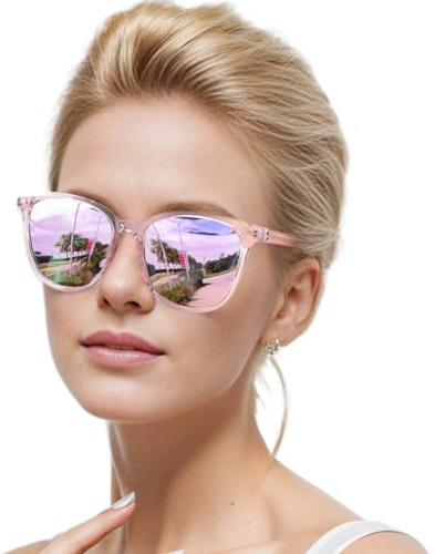 IGnaef Trendy Polarized Sunglasses for Women, Square Mirrored Shades with UV Protection Anti Glare Sun Glasses IF1851