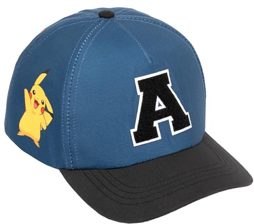 Pokémon Casquette de Baseball pour garçons, Lettre brodée, Snapback Ajustable, Protection UV 100%, Bleu foncé (FR/ES, Âge, Taille Unique, Bleu foncé)