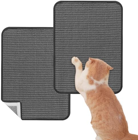 SRTSTR 2 Stück Kratzmatte Katze Wand Kratzteppich Katzen Kratzbrett 25 x 50 cm Sisal Teppich Katzen, Katzenkratzbretter Katzenkratzmatte für Schützt Sofa Möbel Kratzschutz Teppiche (Grau)