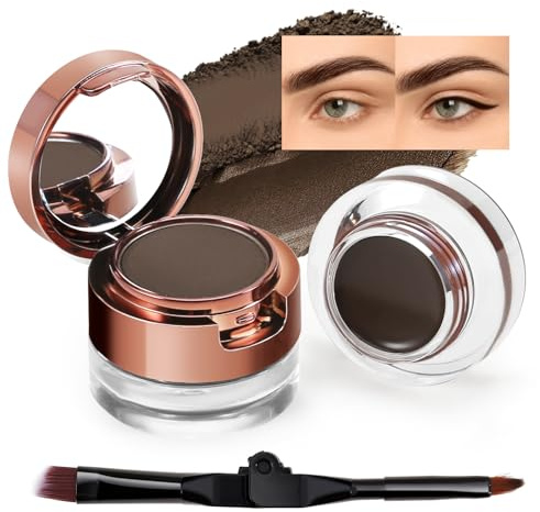 AFGHOUZ Cream Eyebrow Duo Kit, Brow Powder and Eyeliner Gel, Eye Brow Pomade Waterproof Highly Pigmented, Filler Thicker Brows, with Dual Head Brush