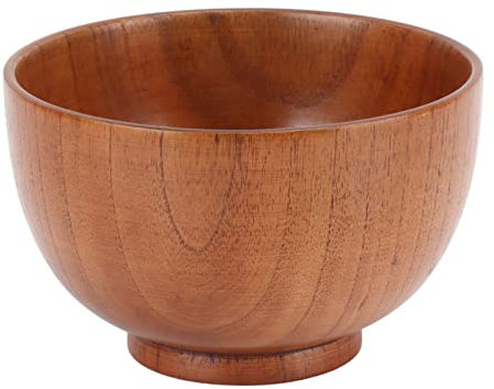 Jenngaoo Bol en bois fait à la main, bol à salade en bois incassable, bol de service en bois massif, assiette à nouilles ramen, bol de service alimentaire de style japonais pour la maison,