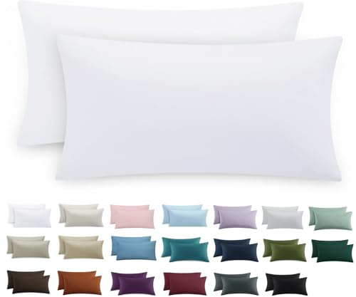 Tifschlaf Kissenbezug 40 x 80 2er Set - Kopfkissenbezug 40x80 Weiß mit Reißverschluss aus Mikrofaser Weich, 40x80cm Weiss Pillow Case