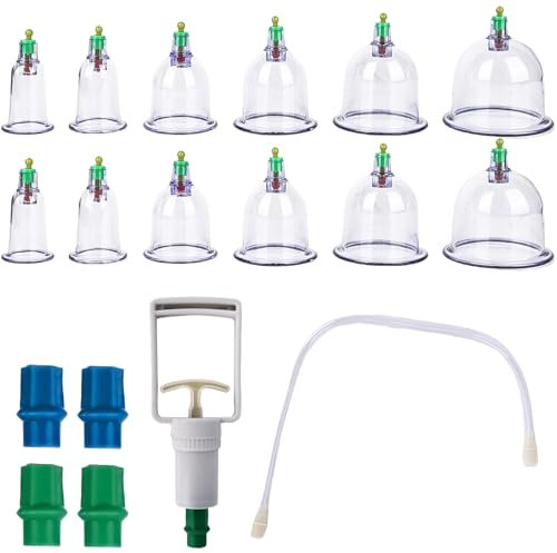 12 Stück Schröpfgläser mit Vakuumpumpe, Traditionelle Chinesische Therapie Schröpfen Schröpfgläser Silikon Schröpfset Schröpfgläser für Gesicht und den ganzen Körper Selbstbehandlung Massage (Blau)