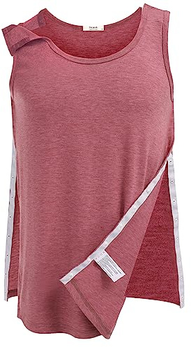 PINSPARK Maglietta Unisex per Canotte Post-operatorie alla Spalla Canotta da Riabilitazione da Donna t-Shirt da Uomo con Bottoni a Pressione e Strappi Abbigliamento per chemioterapia