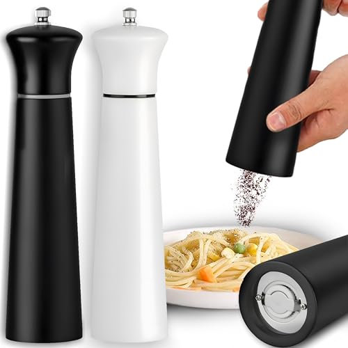 Retoo Macina sale e pepe, set di 2 macinaspezie in legno per spezie essiccate ed erbe macinacaffè, macinino manuale alto sale e pepe per sale marino peperoncino e nero