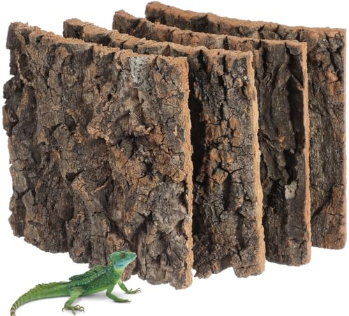 BESPORTBLE Cork Bark Reptile Hide Gecko Accessories Log Background Decor Tree Frog Tank Bearded Dragon 4pcs Enclosure For Lizard Wood Grapevine Back Wall Terrarium Tube Crested Snake Hides