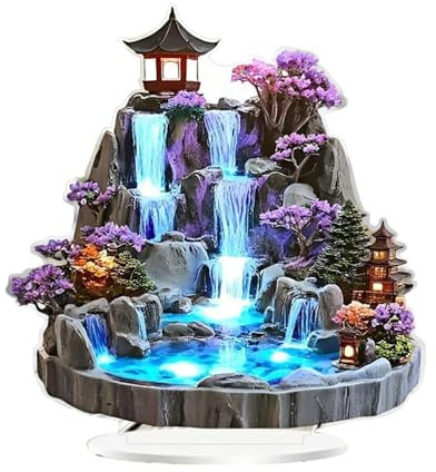 JISADER Fuente de Agua de Mesa 2D, decoración de Mesa, Letrero Decorativo de acrílico, Placa de Escritorio, Adorno para gabinete, Escritorio, Centro de Mesa