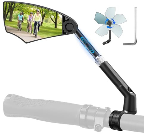 LINGHUANG Specchietto Retrovisore Bici Scooter Elettrico, Specchietto Bici, Ruotabile di 360 ° Specchietto per Bicicletta, Specchio MTB Pieghevole per Manubrio da 20-23 mm, Sinistra