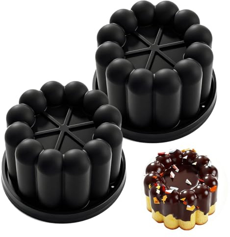 YXHZVON Silicone Heart Shaped Cake Tin, 2PCS Silicone Love Heart Baking Tin, Nonstick Cake Mould Cake Pan for Muffins Puddings Bread (Black)