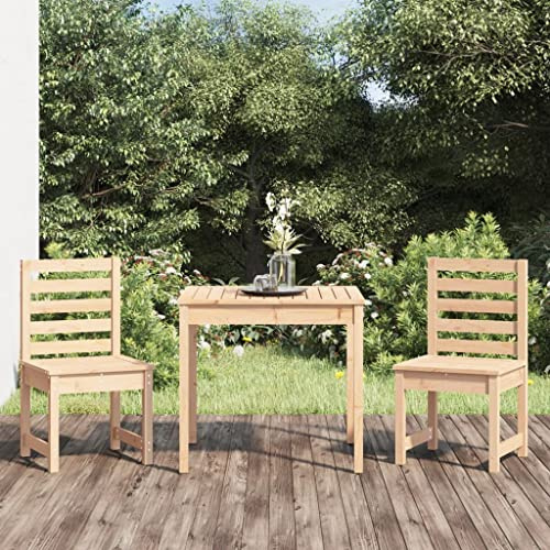 Generico Juego de bistró de jardín de 3 piezas de madera maciza de pino, juego de jardín