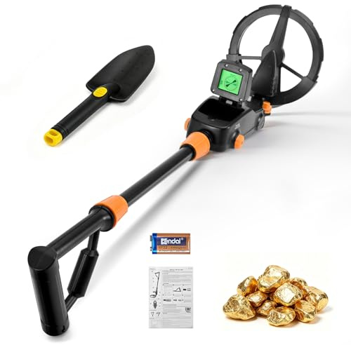 Metal Detector per Bambini, Rilevatori di Metalli Impermeabili e Leggeri IP68 con Indicazione LCD e Suono, Metal Detector ad Alta Sensibilità con Pala per la Ricerca del Tesoro (Nero)