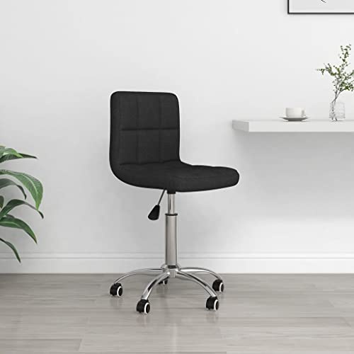 Ordellia Chaise de bureau réglable en tissu noir, 40 x 47 x 74,5 à 86 cm, pivotante à 360° avec roulettes, vérin à gaz, pour bureau à domicile au travail
