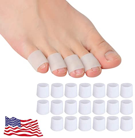 Gel Toe Protectors, Open Toe Sleeves Toe Tubes Toe caps (20 PCS),NEW Material, Great for Bunion Blisters, Corns, Hammer Toes, Toenails Loss, Friction Pain Relief and More. (for Pinky Toes)