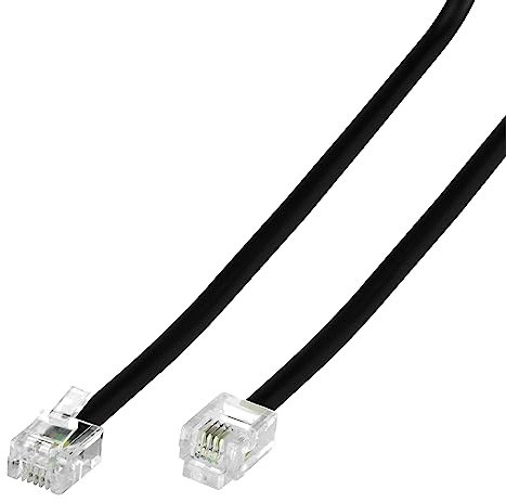 RJ11 6P4C Modular Telephone Extension Cable Phone Cord Line Wire (7 Feet, Black)