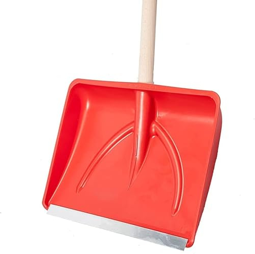 TOMAINO - Pala Da Neve Rossa Multifunzione 9x46x38 cm - Per Neve, Foglie e Altro In Plastica Con Profilo In Alluminio - Pala Singola o con Manico in Legno