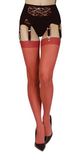 Annes styling Medias lisas y finas con tirantes para liguero, 20 DEN, medias transparentes