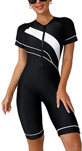 Kurzer Neoprenanzug für Damen, Shorty Wetsuit Mit Frontreißverschluss Einteiliger Tauchanzug, Frühling Und Sommer, Zum Schwimmen Schnorcheln Tauchen Surfen Wassersport