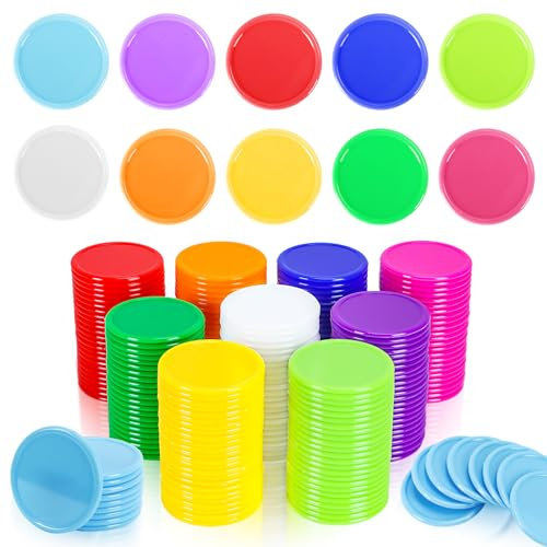 Wpxmer 250 st pokerkortspelschips, 37 mm plast pokerchips bulk, inlärningsräknare skivor chip för matematikräkning, 10 färger