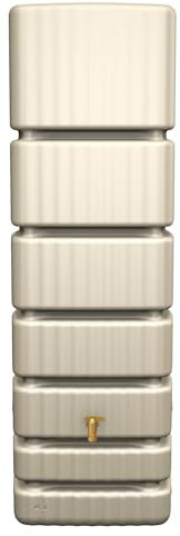 4rain Slim Regentonne 350 Liter sandbeige - Wandtank, Wassertank, Regenfass, Regenwassertonne, Regenwassertank, Wasserbehälter, Wasserfass, Wassertonnen für Garten, Wassertonne, Regentonne eckig